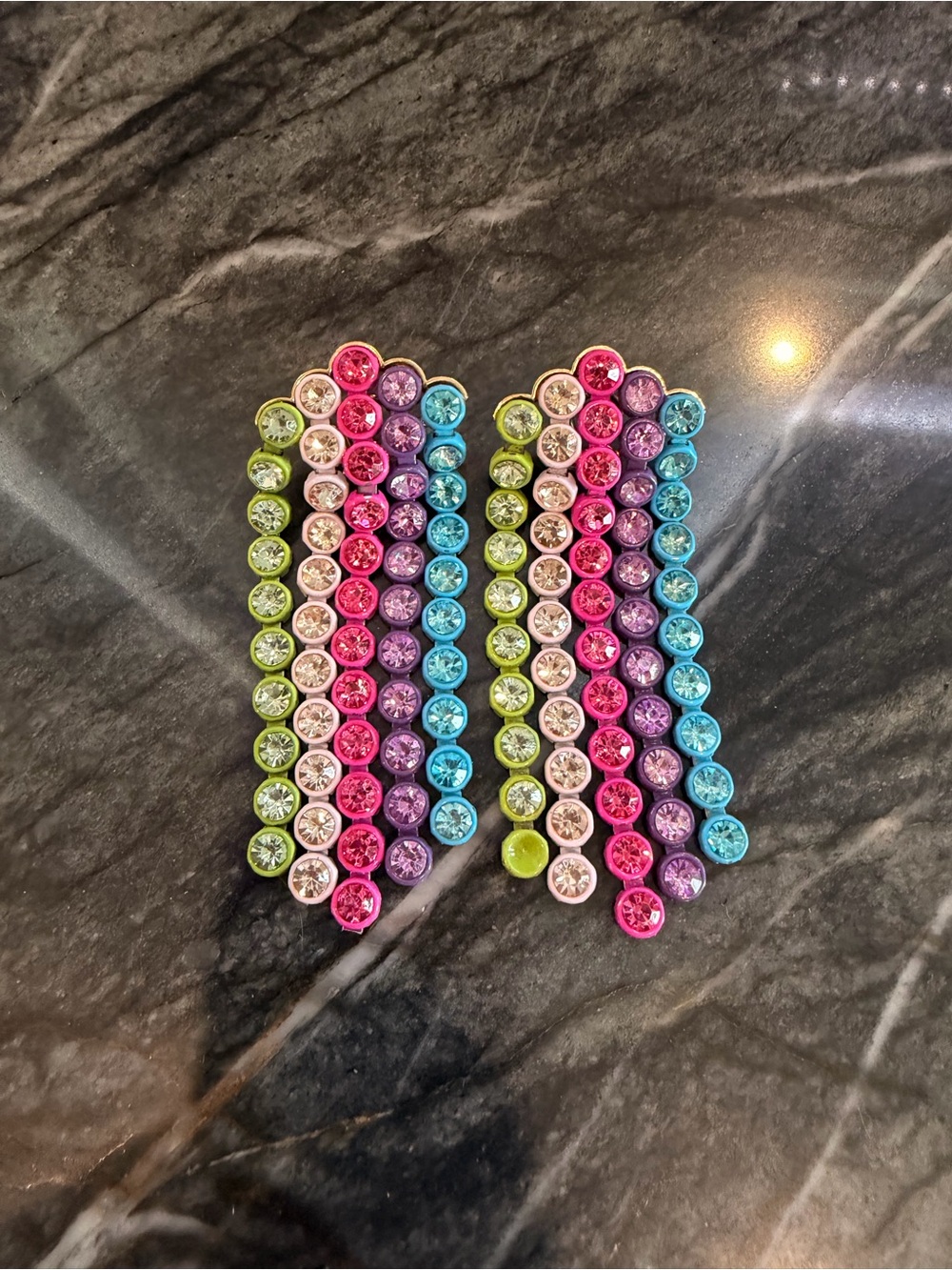 Multicolor Rhinestone Waterfall Statement Earrings